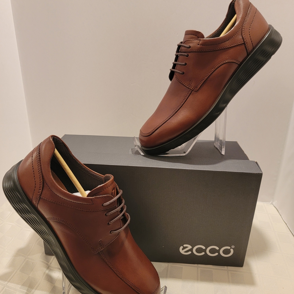 Ecco Men S Lite Hybrid Brogue Oxfords Size US 6-6.5 EU 40 Cognac Brown Leather